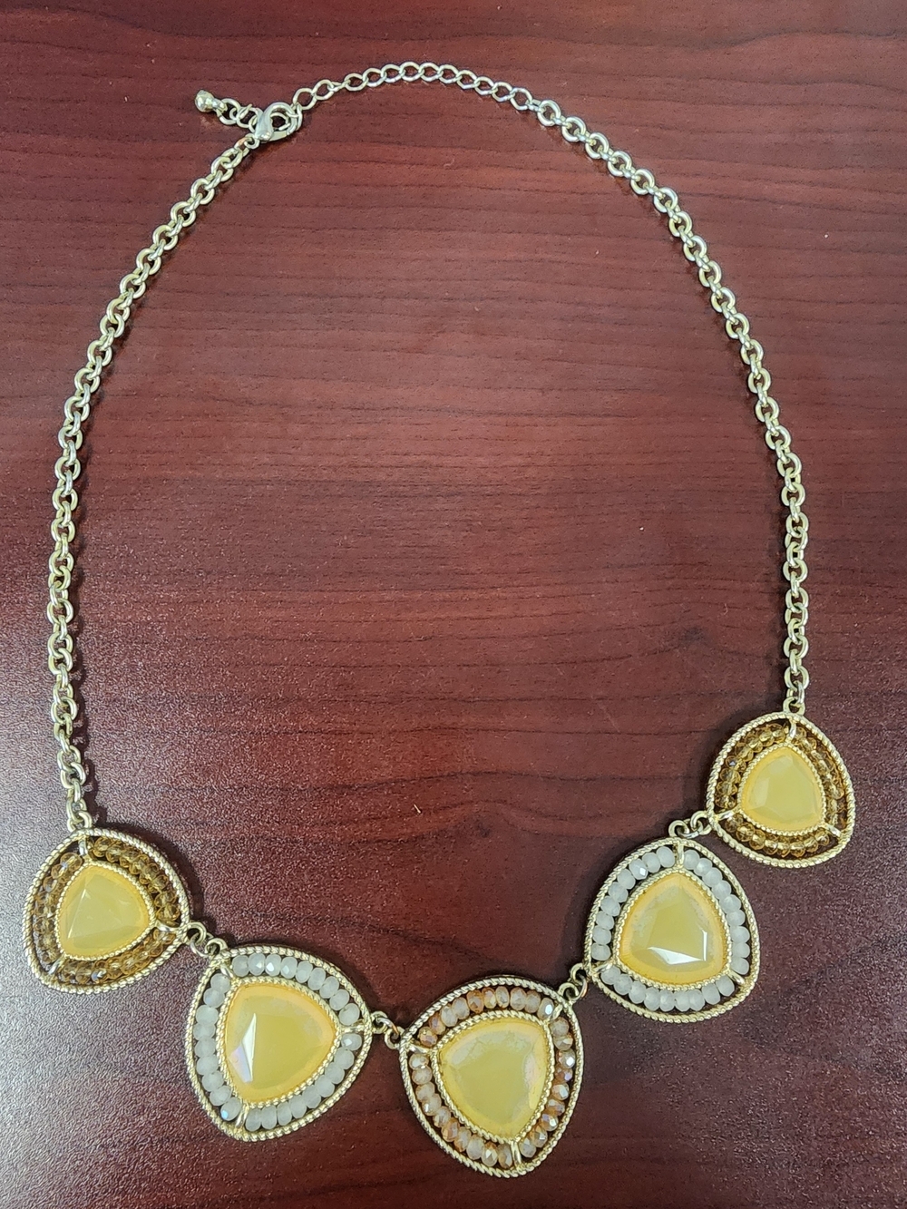 Gold-Tone Yellow Stone Statement Necklace